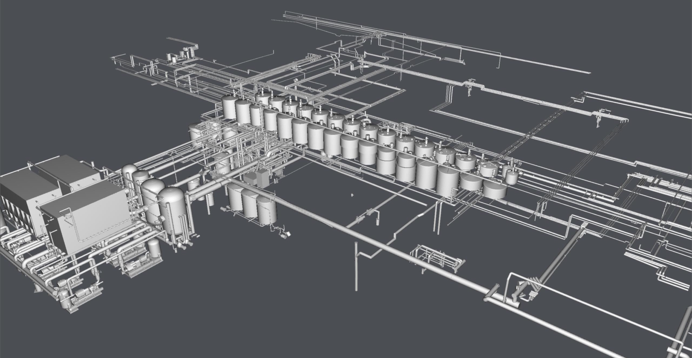 BIM modelling of factory piping Revit