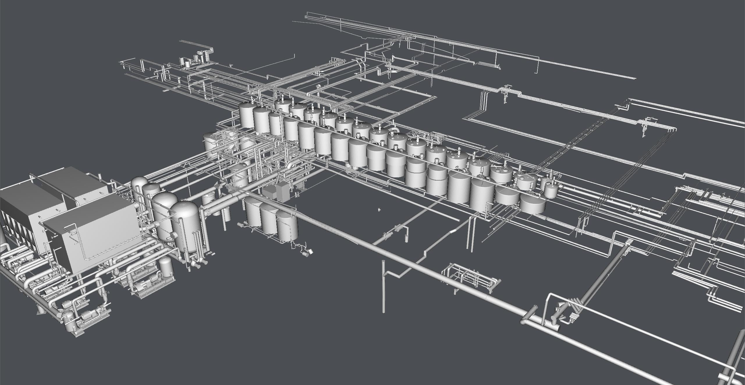 Revit model of factory piping