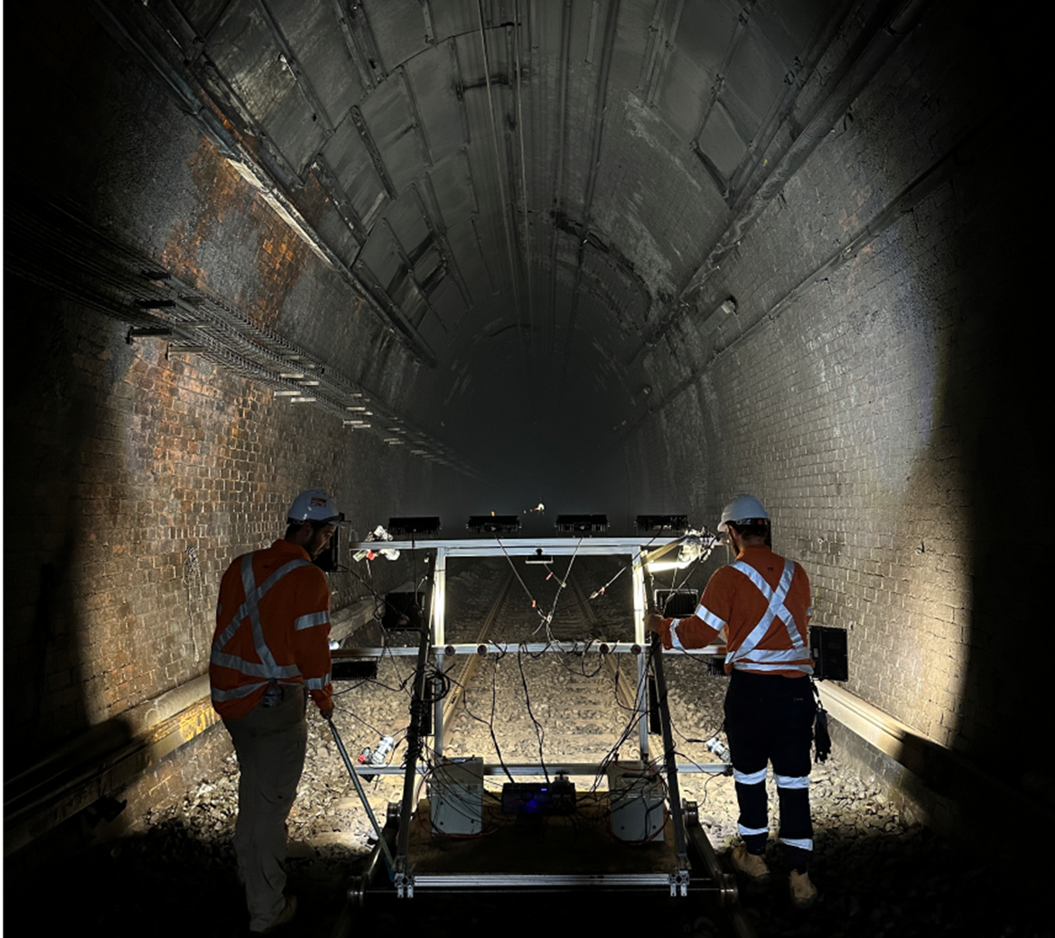 mobile capture of photogrammetry model of rail tunnel